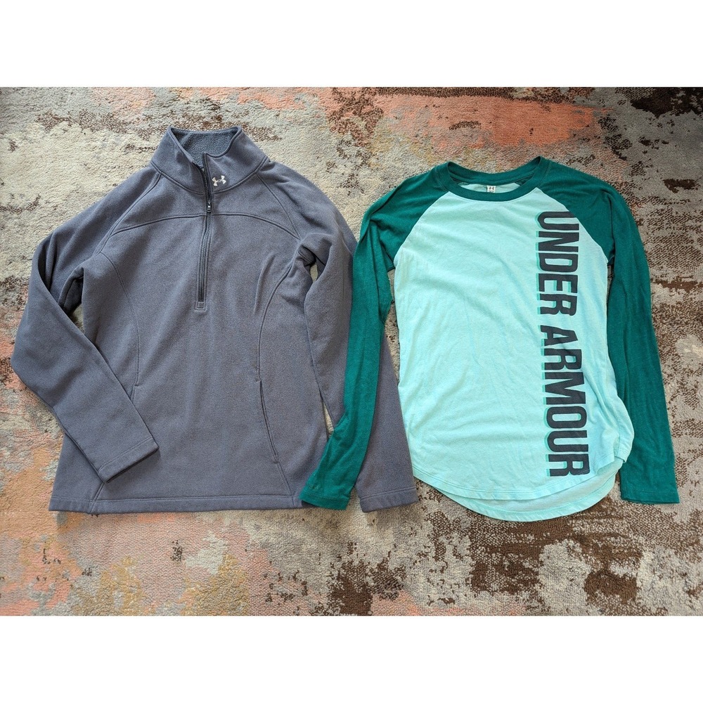 Women's bundle of 2 under armour shirt & fleece sweatshirt size s small lot